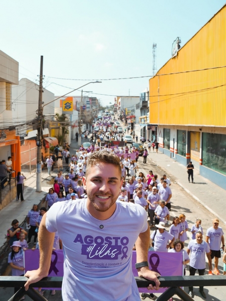 Prefeito Kauan Berto participa da Caminhada do Agosto Lilás em Cajamar