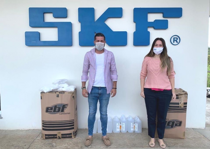 SKF doa máscaras e álcool em gel para ações em Cajamar