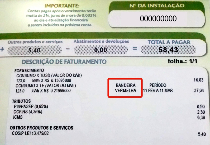 Bandeira tarifária das contas de luz de agosto será vermelha