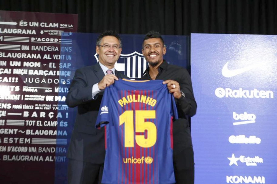 Paulinho é apresentado para ser o novo parceiro de Iniesta no Barça