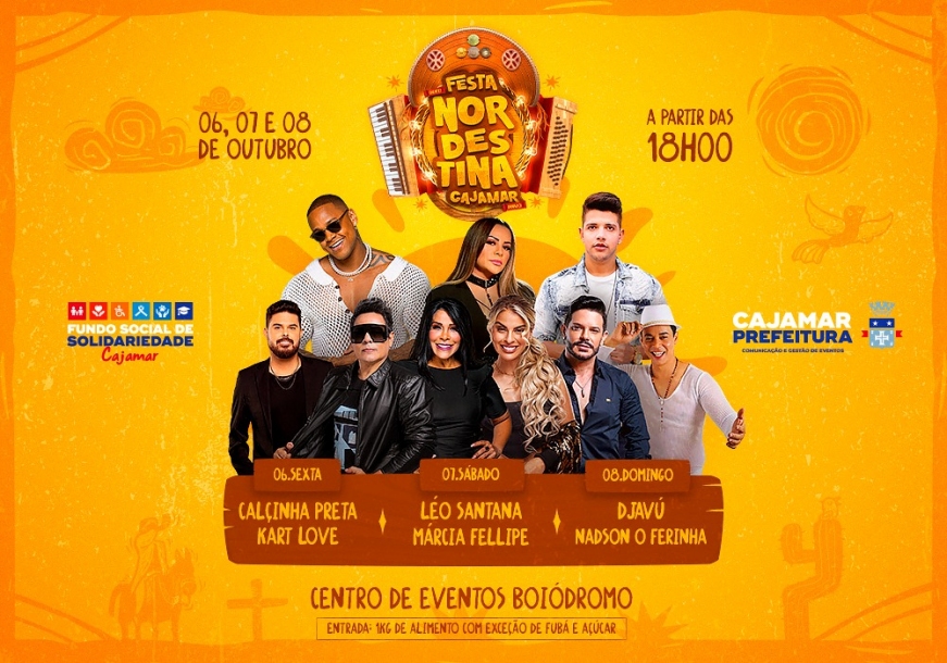 2ª Festa Nordestina terá shows de  Calcinha Preta, Léo Santana e Djavú 
