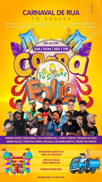 Vem aí o Carnaval de Rua Tô SuaveZ 2024 em Cajamar 