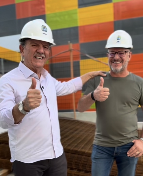Beto Piteri vistoria obras da EMEIEF Anna Irene Mazaro de Freitas